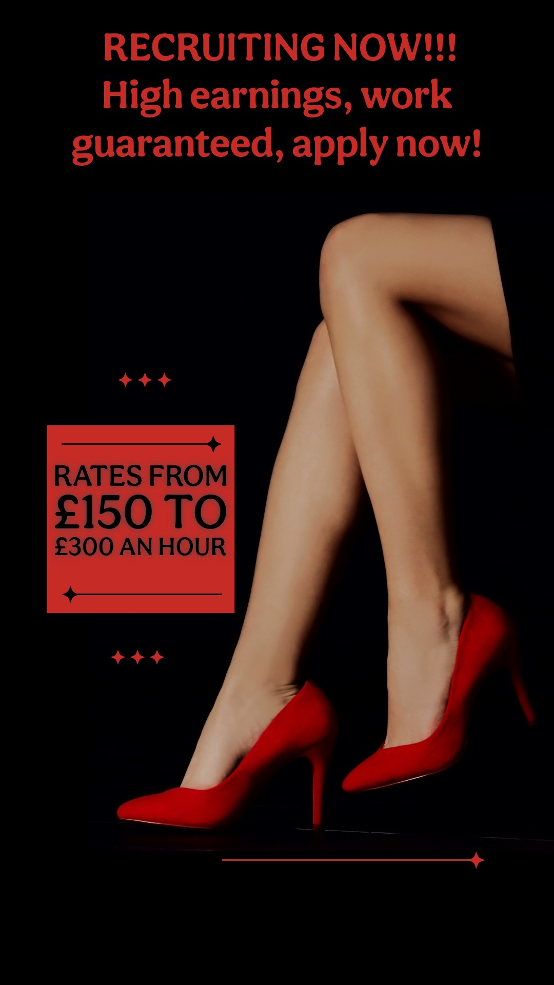 Recruitment poster for Birmingham Escorts