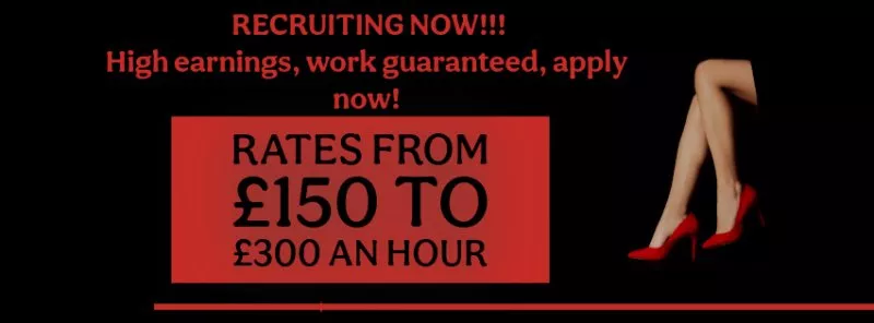 A recruitment banner looking for escorts in Birmingham. Job advert